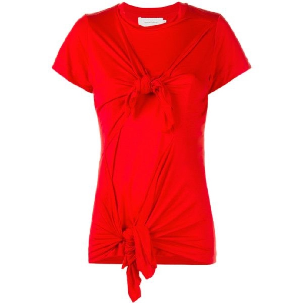 NWT Marques Almeida Cutout Tie Front T-Shirt Size M Red